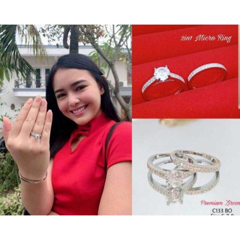 Cincin Amanda Manopo silver permata cantik titanium original anti luntur