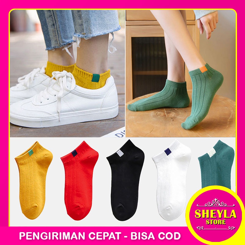 Kaos Kaki Wanita Pendek Polos Sporty / Kaos Kaki Ankle Import Panjang Semata Kaki Bergaris / TS-32