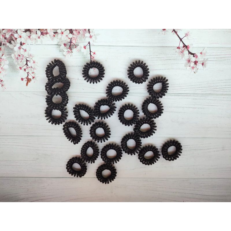 IKAT RAMBUT SPIRAL HITAM UK 3CM/5CM PER PCS