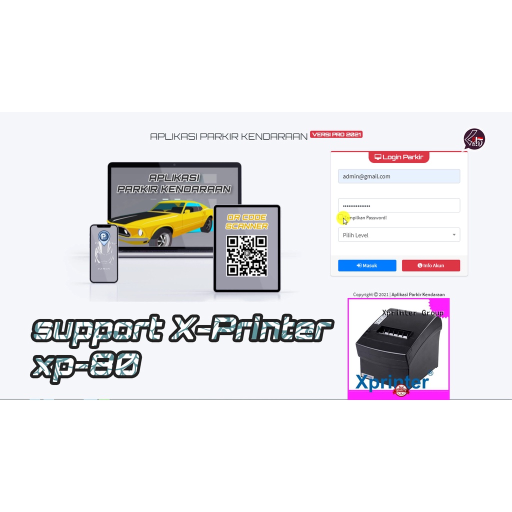 Aplikasi Parkir Kendaraan Pro Dengan QR Code dan Scanner QR Code Berbasis Website