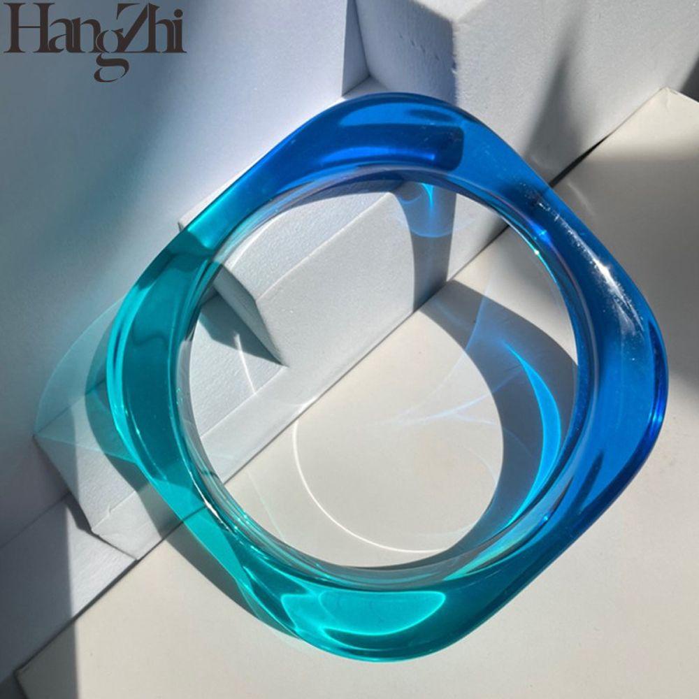 Needway Wanita Gelang Gradien Korea Jelly Pesta Terbuka Gelang Geometris Tebal Cewek Lebar Gelang