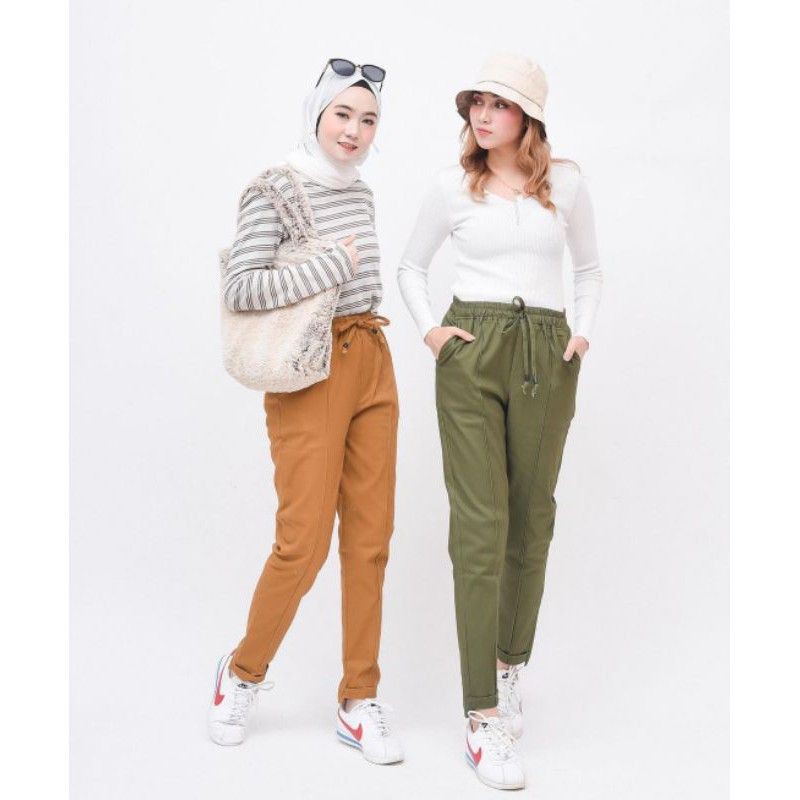 BAGGY PANTS STRETCH MELAR PREMIUM CELANA PANJANG PINGGANG FULL KARET CELANA WANITA JUMBO BIG SIZE CELANA JUMBO WANITA CURVY CELANA KANTOR WANITA