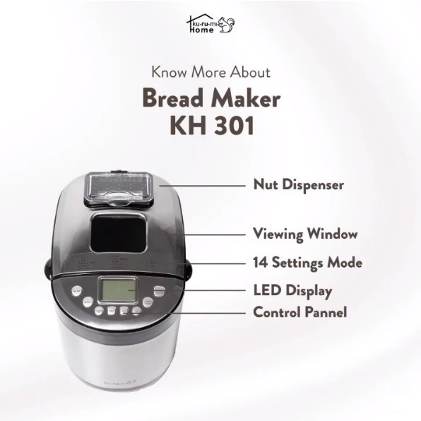 Kurumi Home Bread Maker - Mesin Pembuat Roti KH-301