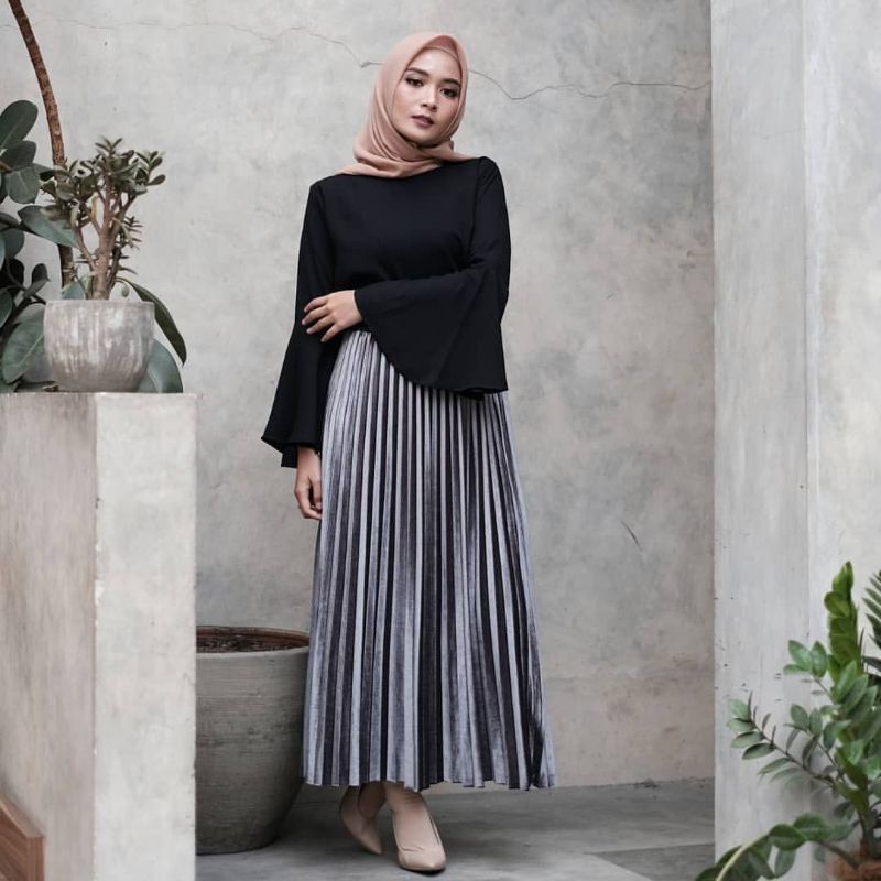 Rok Plisket Premium Velvet Skirt /rok bludru panjang/bludru/Velvet