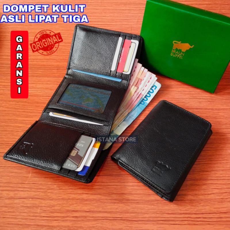 DOMPET KULIT SAPI ASLI Braun Buffel Lipat Tiga