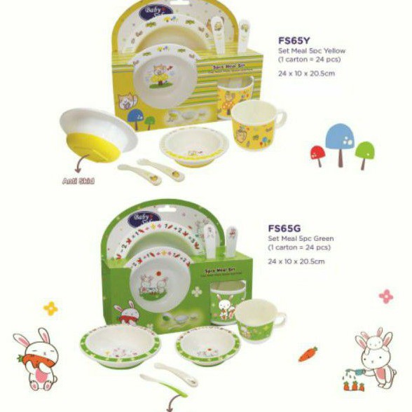 baby safe feeding set FS65. set meal 5pc peralatan makan bayi anak