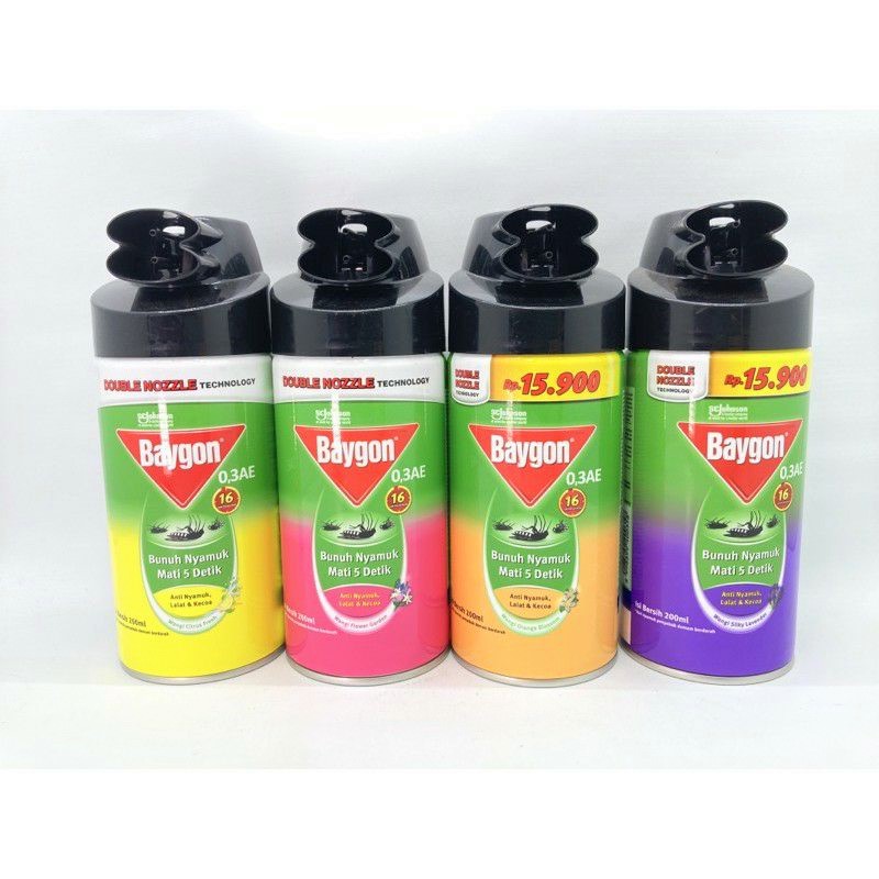 OBAT NYAMUK LALAT KECOA SEMPROT SPRAY BAYGON 200 ML AEROSOL DOUBLE NOZZLE