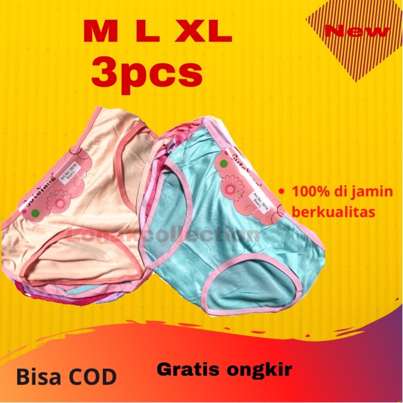 (GROSIR 12pcs) Celana dalam remaja motif polos cute/cd impor cewek/sempak murah/