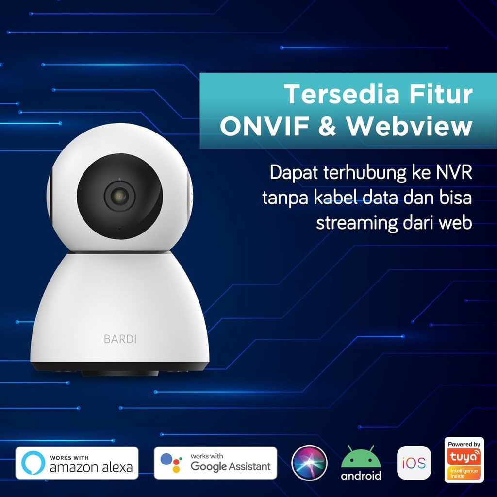 BARDI Smart Indoor PTZ IP Camera CCTV Wifi IoT Bisa Putar 355&quot; Home Automation CCTV RUMAH CCTV Smart