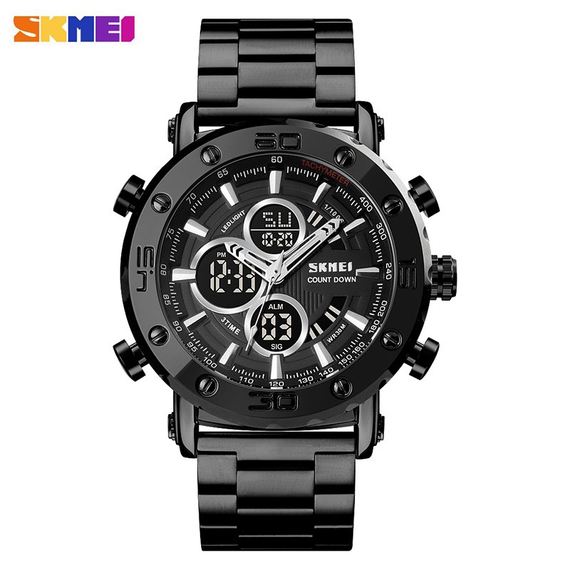 SKMEI 1636 Jam Tangan Pria Digital Analog Tali Stainless WATCHKITE WKOS