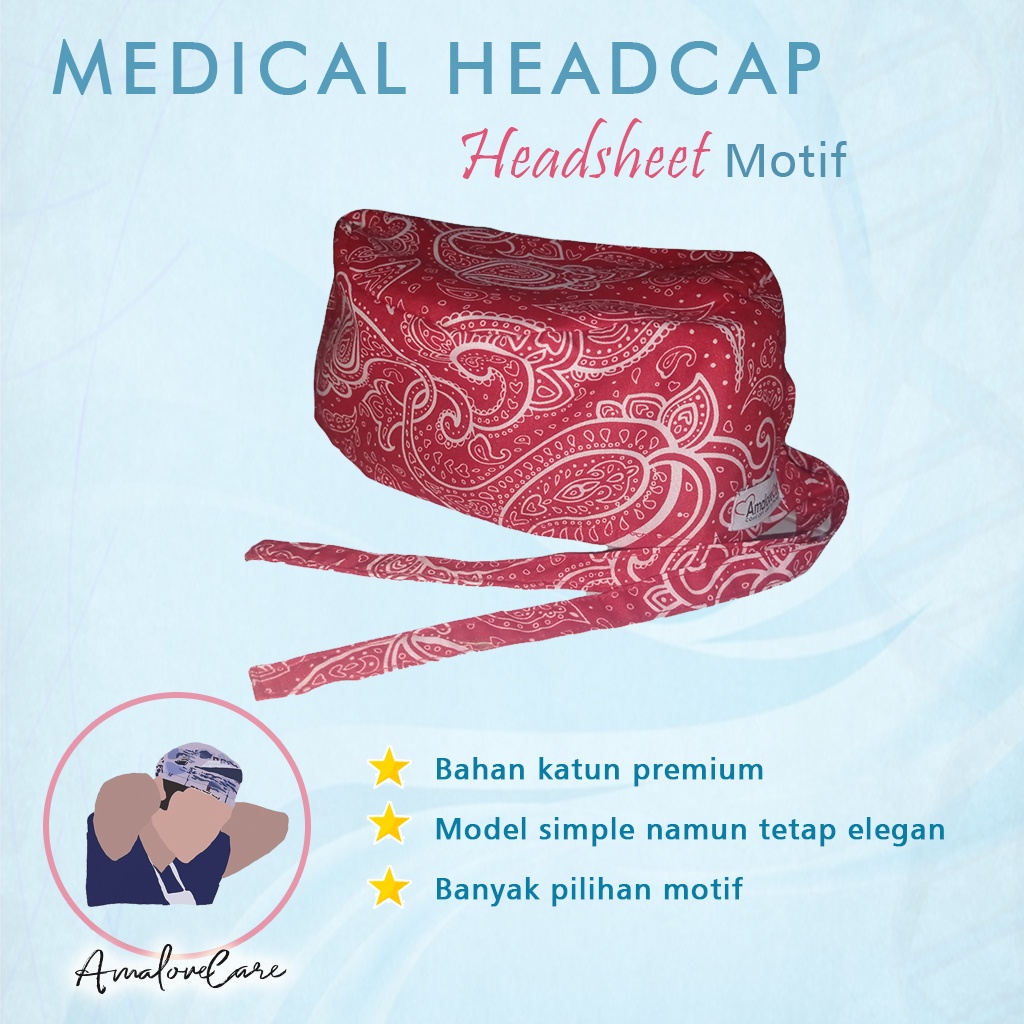 Promo topi bedah / Head cap medis motif  / headcap dokter / surgical cap perawat Amalovcare