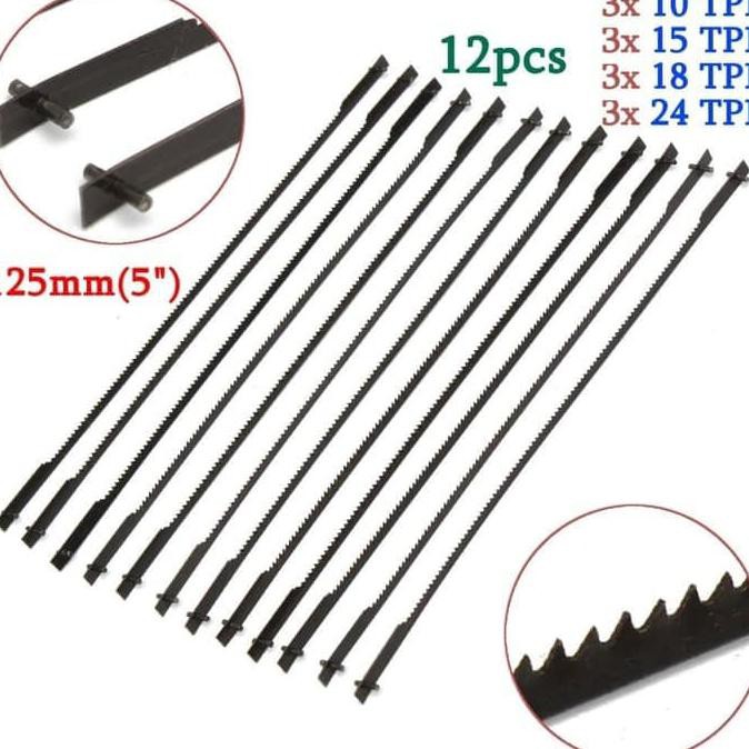 Mata Gergaji 1SET 12 Pcs Scroll Saw Panjang 127mm Gergaji ukir Kayu