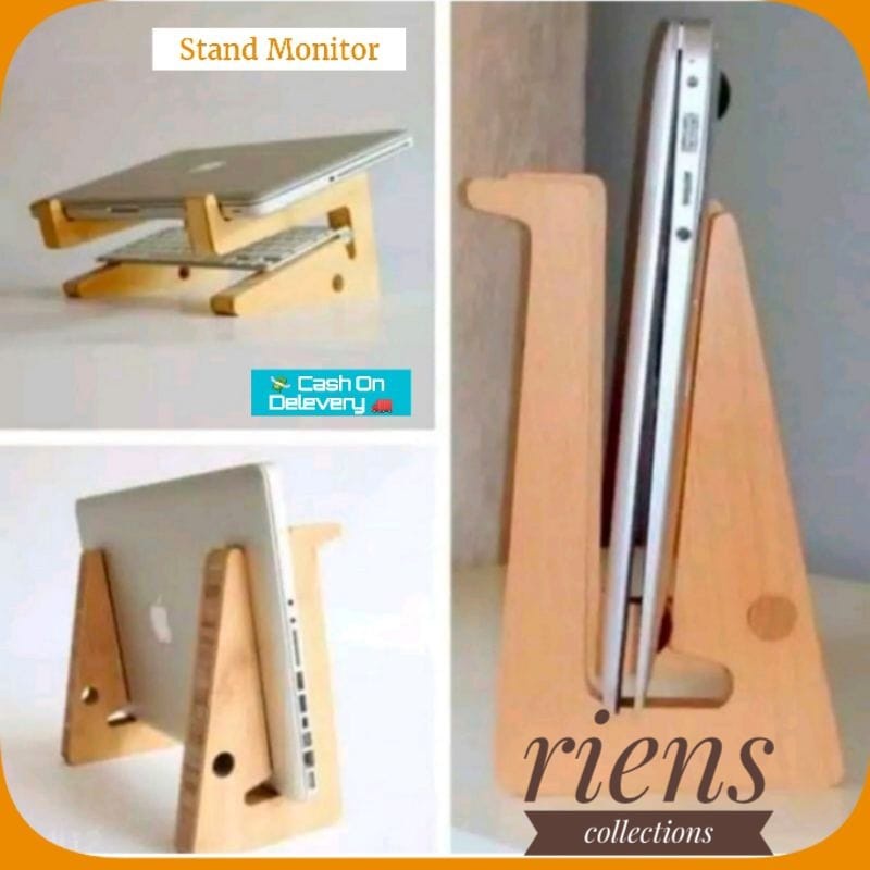 Meja Laptop Stand Laptop Stand Monitor Portable Kayu Pinus Lokal Unik Minimalis. Riens Collections