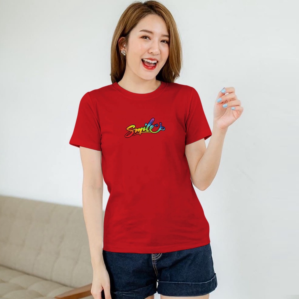 ISANNY SIZE.S M L XL XXL 2209-00051 KAOS OBLONG / KAOS CEWEK / ATASAN WANITA / SMILE / READY STOCK