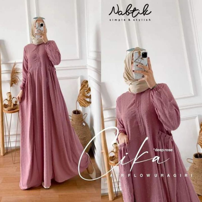 Gamis Chika / gamis nabtik / uragiri / Airflow uragiri / gamis busui / busui / gamis adem / gamis ke