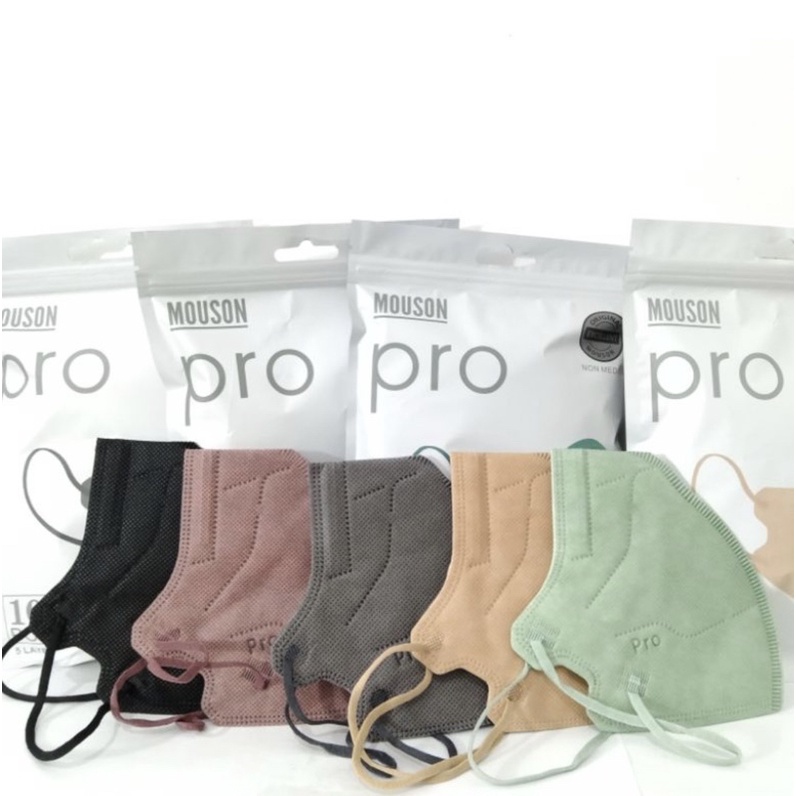 Masker MOUSON KN95 Pro / 5D Model Terbaru ORIGINAL EMBOSS 5ply 1pack isi 10pcs Tali Senada