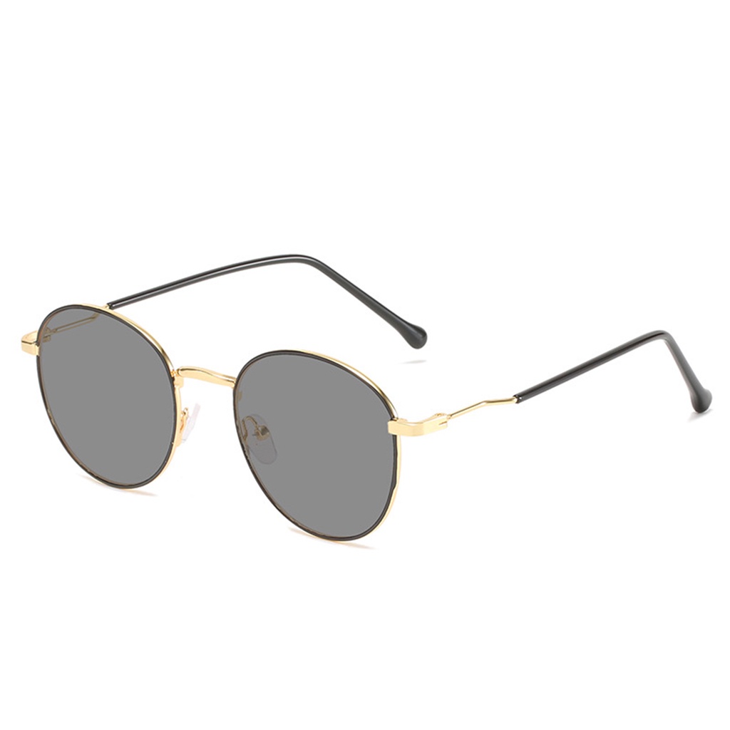 Kacamata Lensa Photocromic + Anti Radiasi Blueray (Bluechromic) Pria Wanita Frame Besi Photochromic-Emas Photocromic
