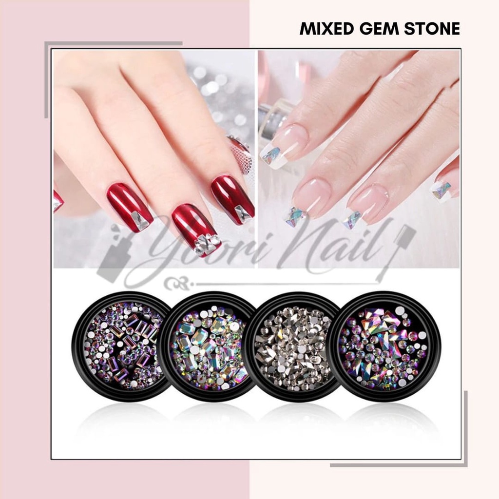 Gemstone Mix For Nails Hiasan Kuku Palsu Rhinestone Accessories Nails