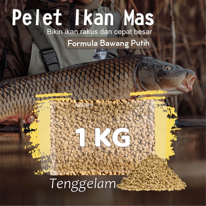 Pakan Ikan Mas Sinking/Tenggelam 1kg Bawang Putih