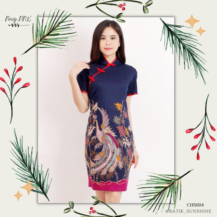 Clothes Dress Batik Wanita Cheongsam Chs004 Pnx Black Navy Maroon Brown