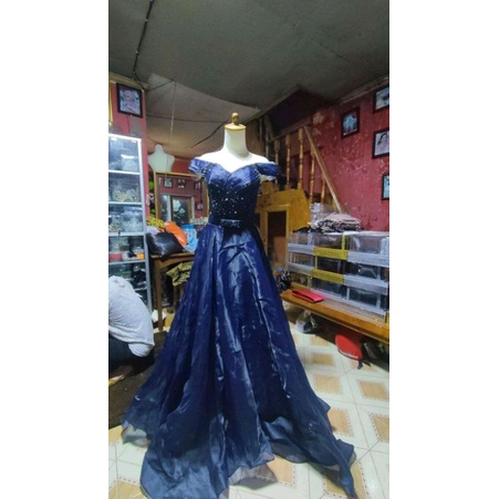 gaun navy pengantin/ gaun nyanyi