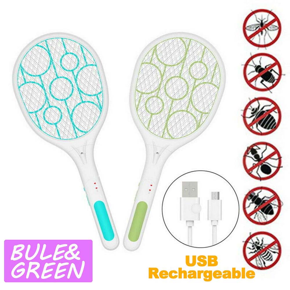 Raket Nyamuk USB Rechargeable Mosquito Swatter Lightning Racket - Blue