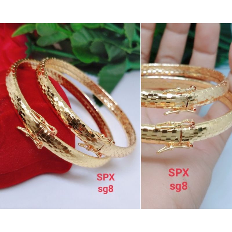 gelang Bangkok bangle isi 2 pcs Titanium Xuping Rodium perhiasan lapis emas 24 karat