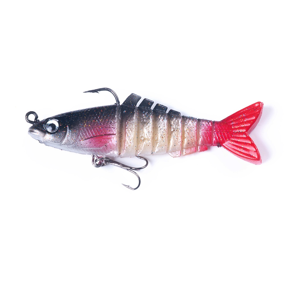 HENGJIA 1PCS Unpan Soft Minnow Bait 9cm 15g Soft Swimbait Fishing Lure soft lead Jig Head Single Hook 3D Eyes Fishing Bait Ikan Tackle