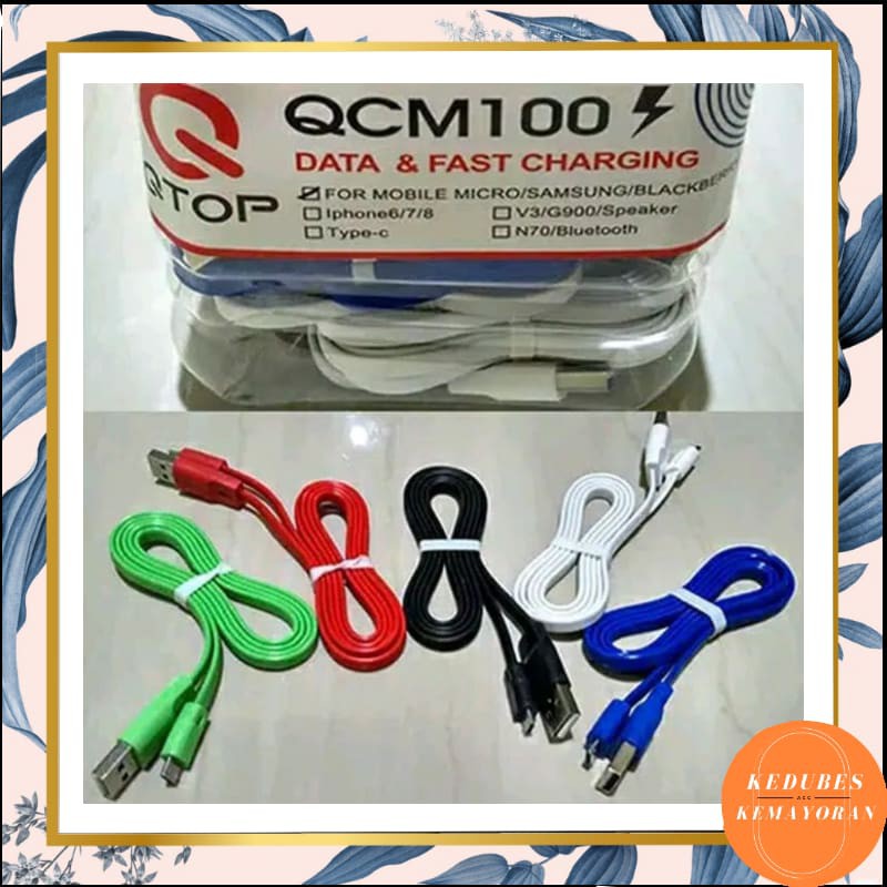 Kabel Data Fast Charging Qtop QCM100 Micro USB 100CM / type c / iphone / nokia kecil / V3 [KK]