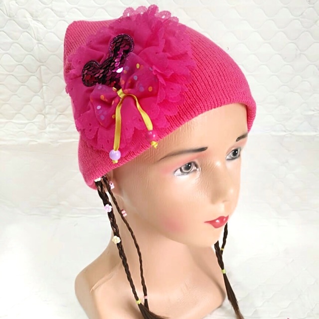 Topi kupluk anak rambut palsu 6-24 bulan cantik lucu