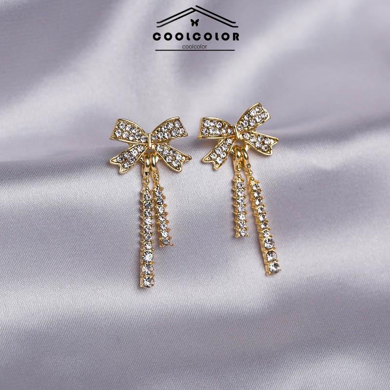 COD❤️Elegan Berlian Mutiara Fashion Sederhana Temperamen Wanita Anting Rumbai Panjang Hadiah Ulang Tahun Kado Fashion Aksesoris Murah