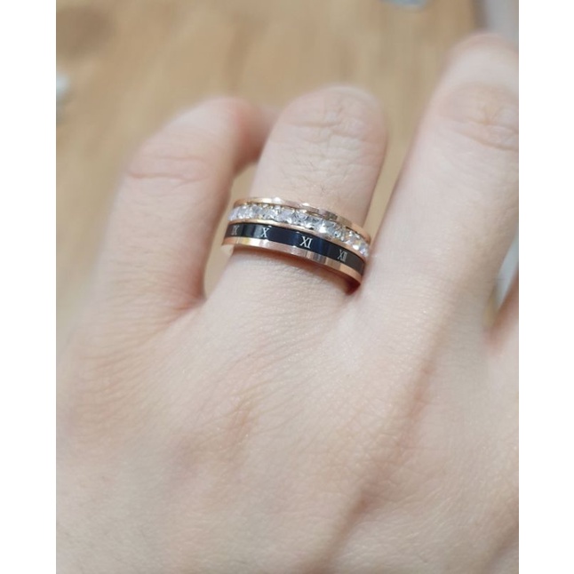 Cincin Titanium Asli Stainless steel tidak karatan cincin premium mata kilau C881