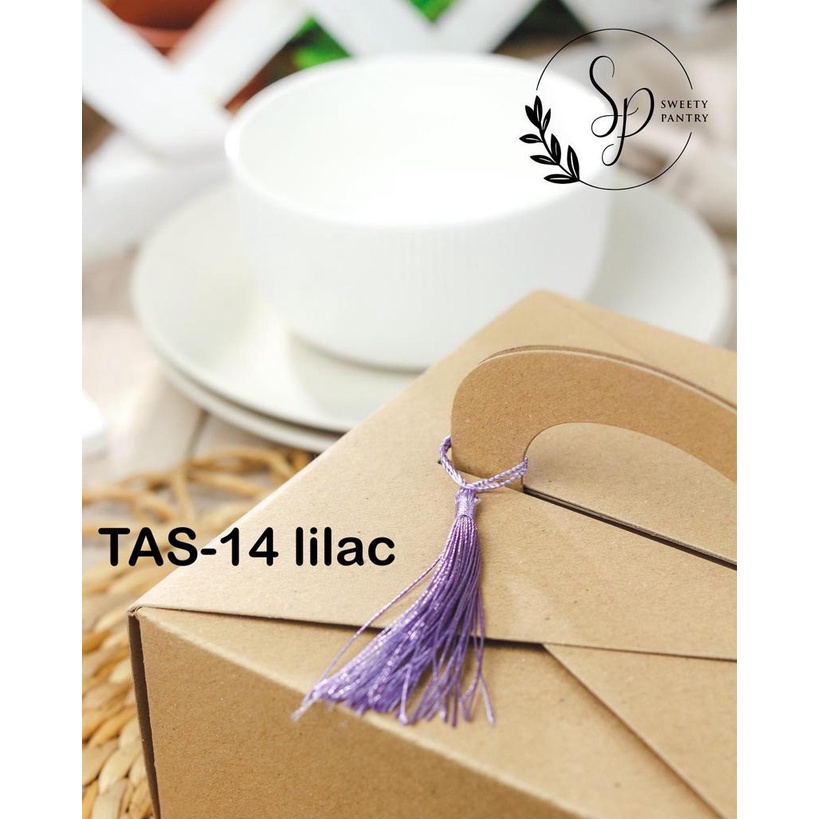 Tasel kecil ornamen gantungan hiasan box dus kotak kue 10 pcs - 2
