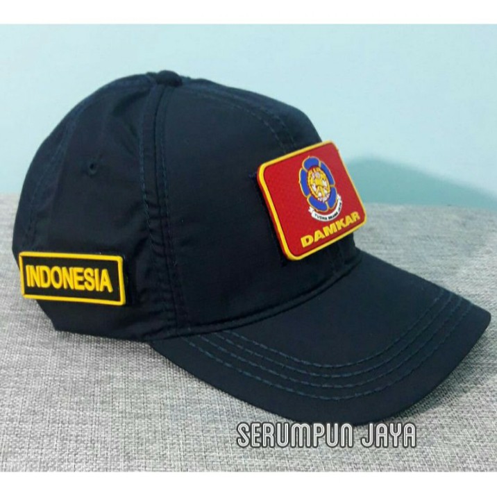 TOPI DAMKAR NAVY - TOPI DAMKAR VELCRO 3PATCH PEMADAM - TOPI DAMKAR VELCRO NAVY