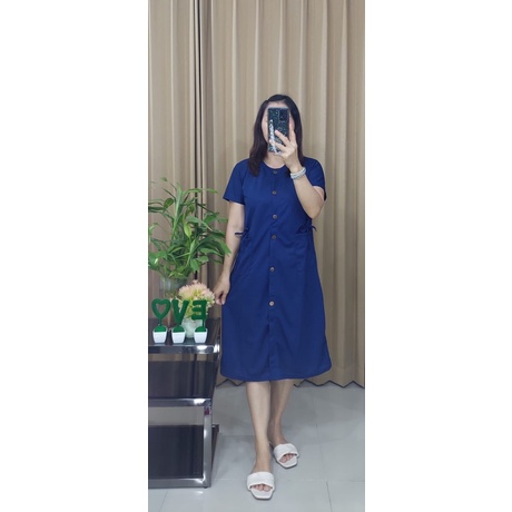 Dress Andin Kancing Tali Samping Dress Kancing