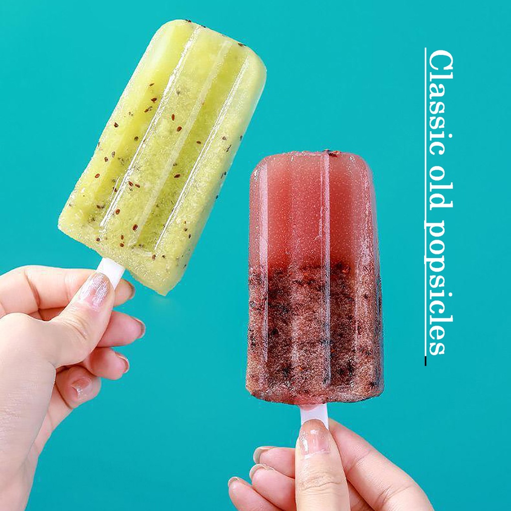 1 Set 4 Cells Plastic Frozen Popsicles Mold /Creative DIY Cute Popsicle Maker/Homemade Summer Ice Cream Molds With Cute Sticks / Homemade DIY Kids Tools