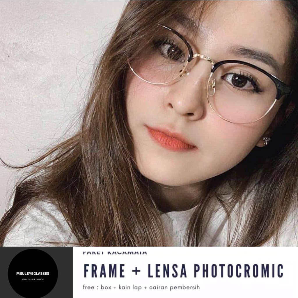 Paket frame kacamata 6214 + lensa photocromic antiradiasi