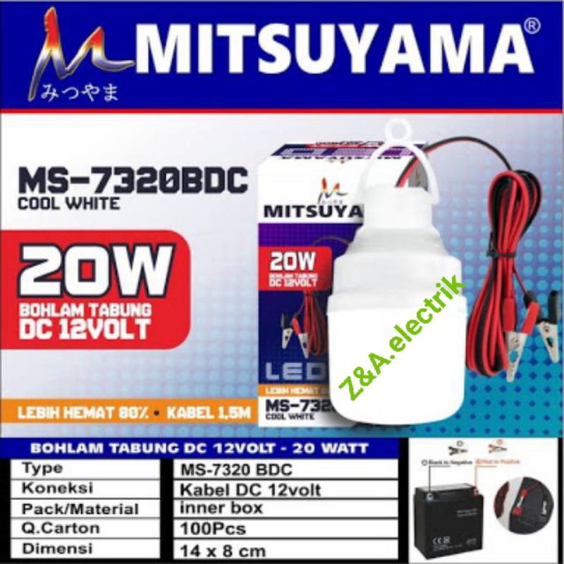 Lampu Bohlam LED Tabung Kapsul MS-7320BDC MITSUYAMA 20W + 12V