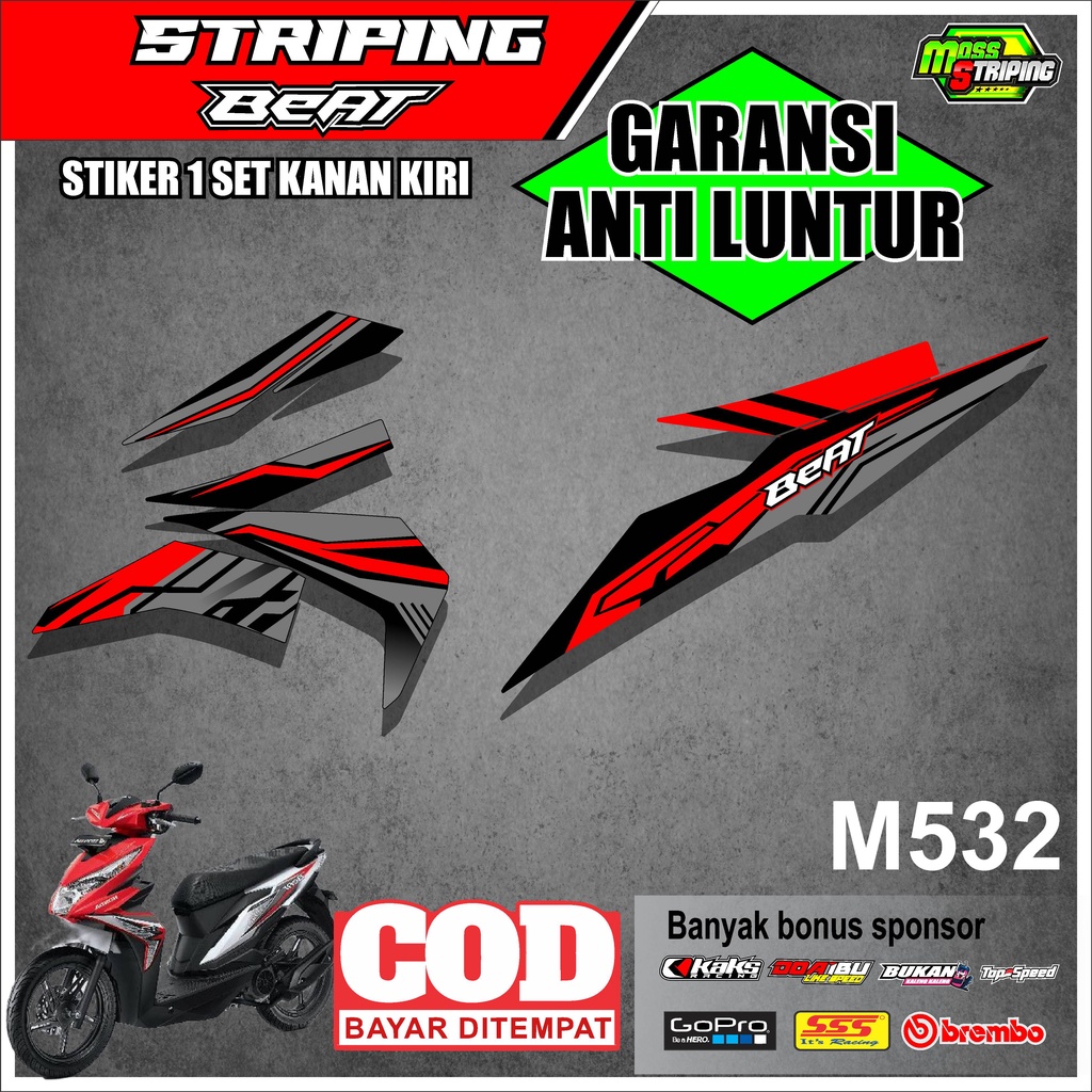 STRIPING STIKER LIST VARIASI BEAT ESP STREET FI NEW 2016 2017 2018 2019 KODE M532 - SETIKER STICKER 