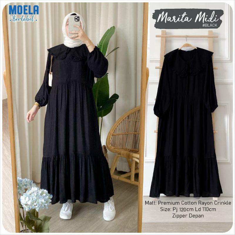 MARITA ISOCA MIDI DRESS CRINKLE AIRFLOW POLOS / DRESS CRINKLE POLOS TERBARU