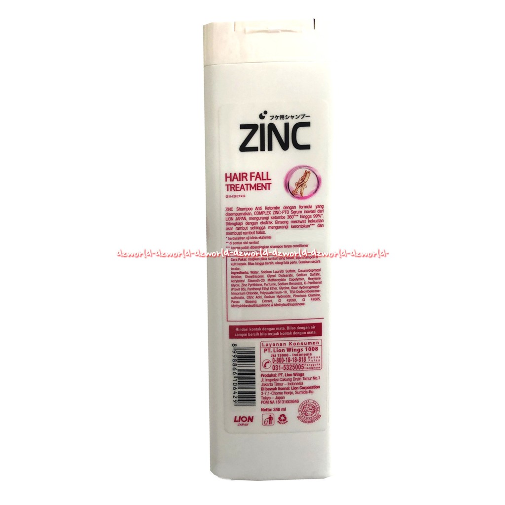 Zinc Anti Dandruff Shampoo 340ml Clean Active Hair Fall Shampoo Untuk Rambut rontok ketombe