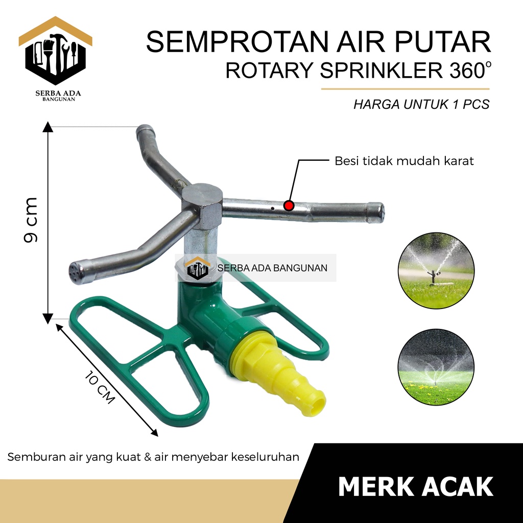 Semprotan Putar Taman Rotary Sprinkler Springkel Springkler 3 Kaki Putaran AIR 360 Drajat