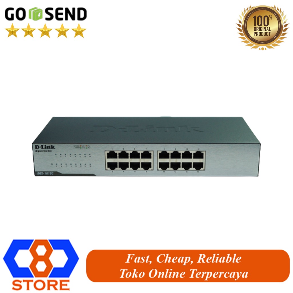 SWITCH GIGABIT 1000MBPS 16 PORT DLINK DGS-1016C BESI GARANSI RESMI