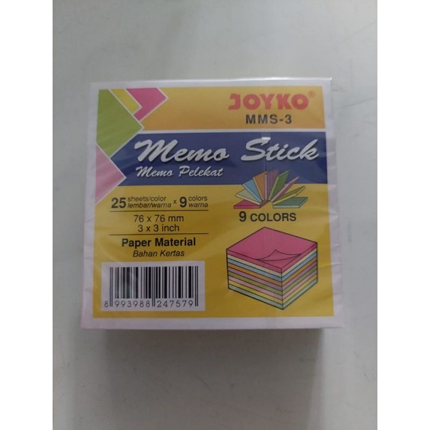 

MEMO STICK MMS-3 JOYKO / MEMO PELEKAT MMS 3 JOYKO 9 WARNA / STICKY NOTES