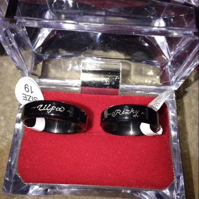 Cincin couple nama,Titanium hitam polos termurah