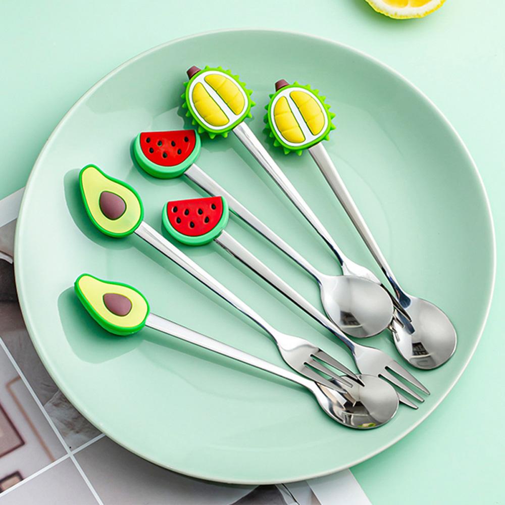 NICKOLAS1 Sendok Kopi Lucu Stainless Steel Ice Cream Coffeeware Alat Makan Kue Dessert Garpu Buah