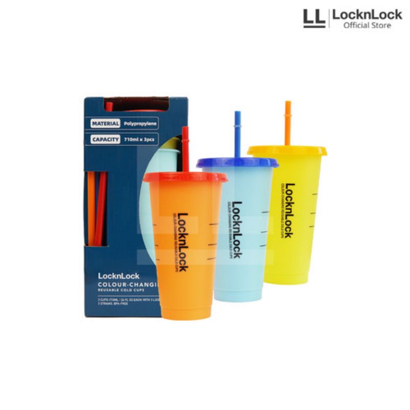 Lock n Lock Colour Changing Reusable Cold Cups Set 3pcs Tumbler 710ml HAP656S3 LocknLock