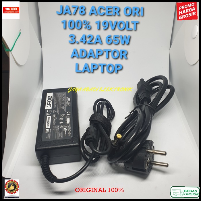 J78 ORI ACER 19V 3.42A 65 WATT W ADAPTOR LAPTOP CAS CASAN CHARGER KOMPUTER POWER ADAPTER PC CPU ELEK