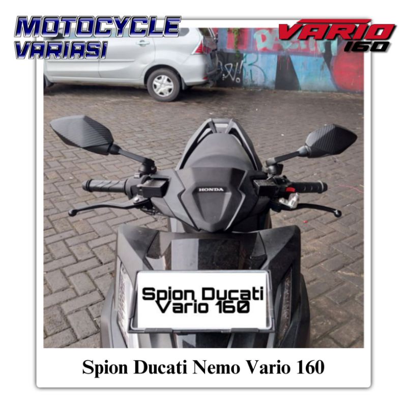 Spion Ducati Tangkai pendek Kaca Putih Vario 160 Nmax Aerox Adv Pcx