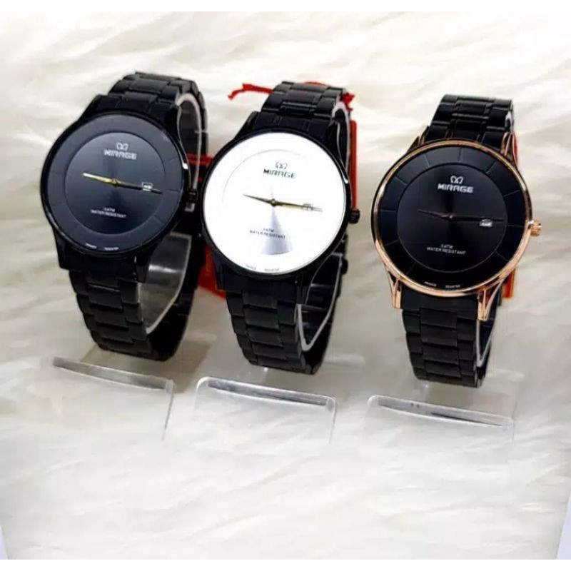 jam tangan pria;MIRAGE M8670BRP-Lhitam 2JARUM tipis~ORIGINAL WATER RESISTANT~STAINLEES